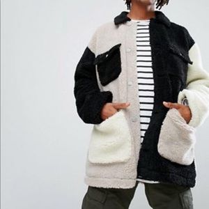 Asos Borg Patchwork Coat